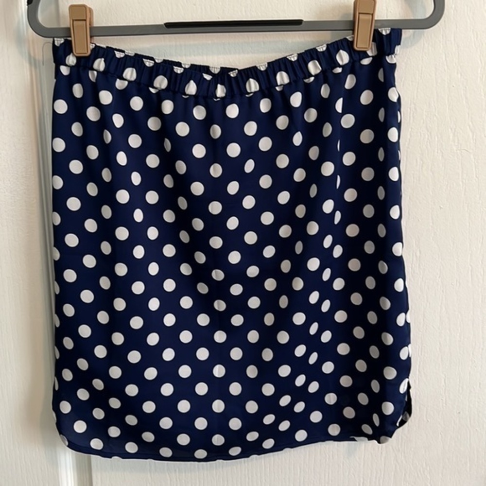 ANN TAYLOR - blue and white polka dot mini skirt - Picture 8 of 9